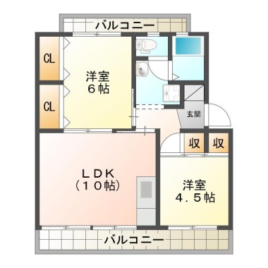 南矢三町 マンション 2LDK 101の間取り図