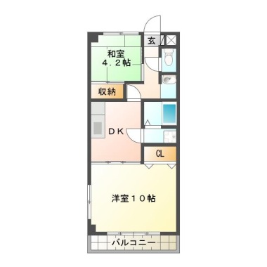南二軒屋町 アパート 2DK 201の間取り図