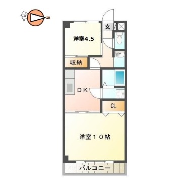 南二軒屋町 アパート 2DK 202の間取り図