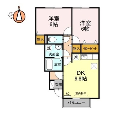 クレオ眉山 102の間取り図