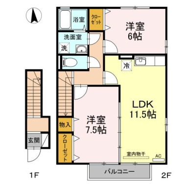 クレオ眉山 202の間取り図