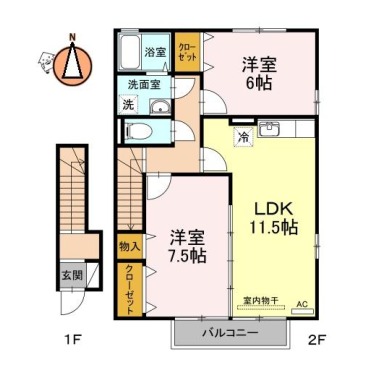 クレオ眉山 203の間取り図