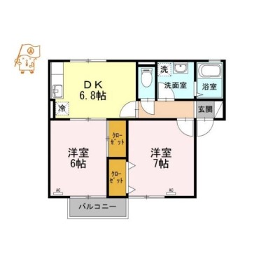 セジュール中吉野B B106の間取り図