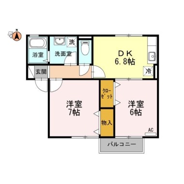 セジュール中吉野B B207の間取り図