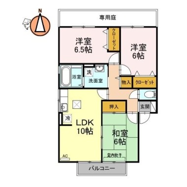 グランパルク大坪 101の間取り図