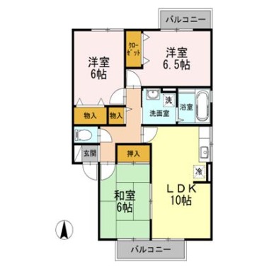 グランパルク大坪 202の間取り図