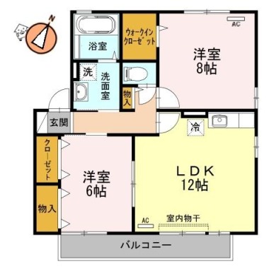 グランパルク大坪 B201の間取り図