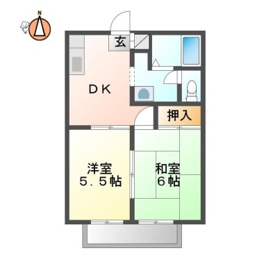 住吉 アパート 2DK 203の間取り図