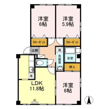 サンブルック佐古II 101の間取り図