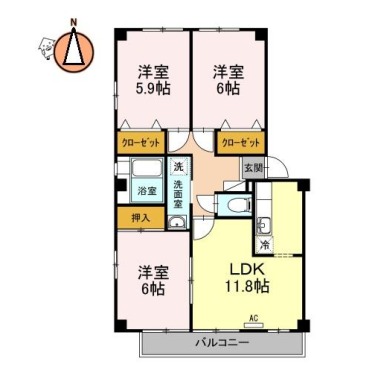 サンブルック佐古II 202の間取り図