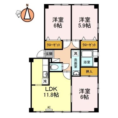 サンブルック佐古II 301の間取り図