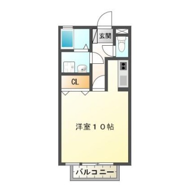 南二軒屋町 アパート 1K 101の間取り図