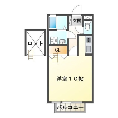 南二軒屋町 アパート 1K 205の間取り図