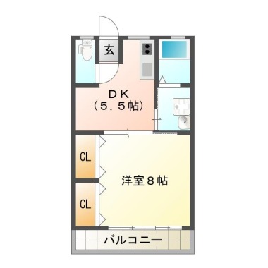 八万町内浜 マンション 1DK 16の間取り図