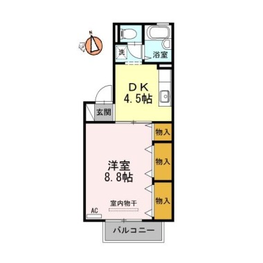 ドミール古川 A棟 A101の間取り図