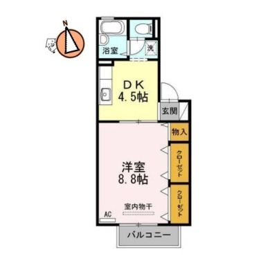 ドミール古川 A棟 A105の間取り図