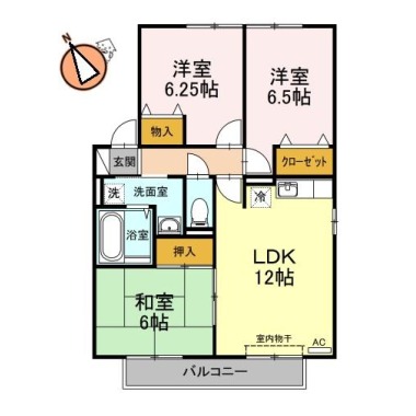 クウラージュ A棟 201の間取り図