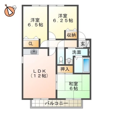 クウラージュ B棟 202の間取り図
