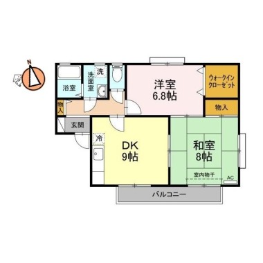 コスモタウンG棟 G102の間取り図