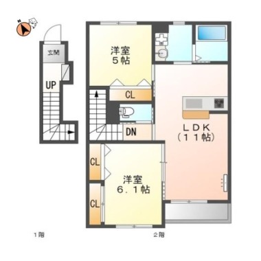 カネハナコートI番館 205の間取り図