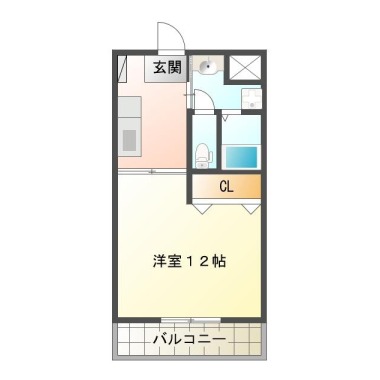 助任本町 マンション 1DK 101の間取り図