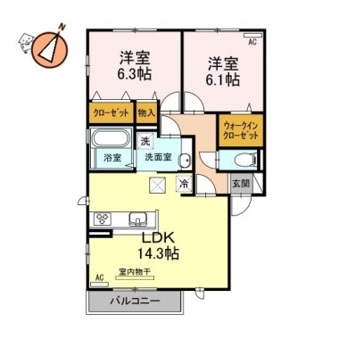 アムール F棟 101の間取り図