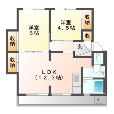 佐古三番町 マンション 2LDK 302の間取り図