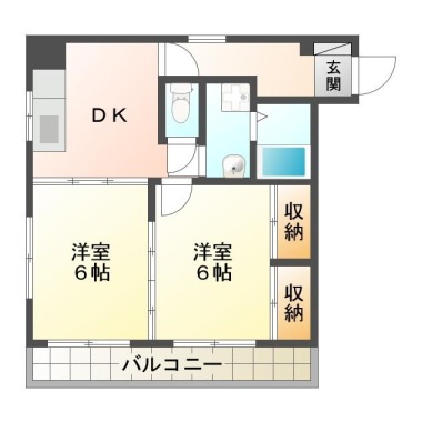 南佐古二番町 アパート 2DK 201の間取り図