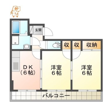 南佐古二番町 マンション 2DK 302の間取り図