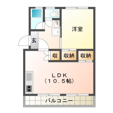 八万町 マンション 1LDK 102の間取り図