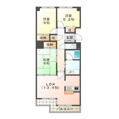 下助任町 マンション 3LDK 201の間取り図