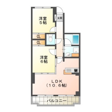 下助任町 マンション 2LDK 202の間取り図