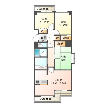 下助任町 マンション 3LDK 303の間取り図