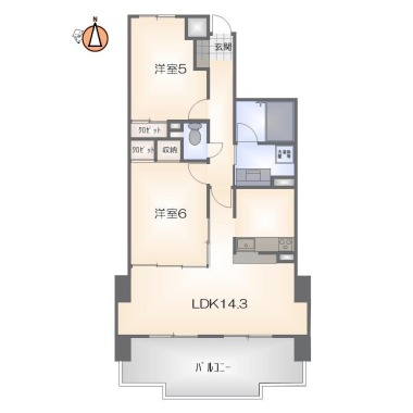下助任町 マンション 2LDK 502の間取り図