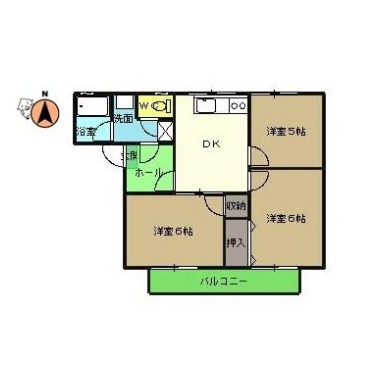 南昭和町 アパート 3DK C201の間取り図