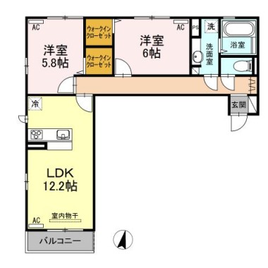 セジュールエム 202の間取り図