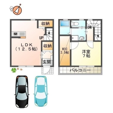 北島田町 アパート 1LDK Bの間取り図