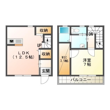 北島田町 アパート 1LDK Dの間取り図