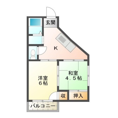 南佐古八番町 マンション 2K 101の間取り図