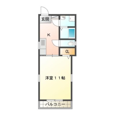 昭和町 アパート 1K 2Fの間取り図