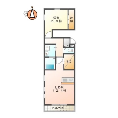 八万町 アパート 1LDK Cの間取り図