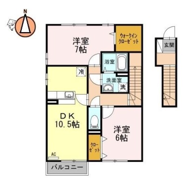 アクシス南島田C棟 202の間取り図