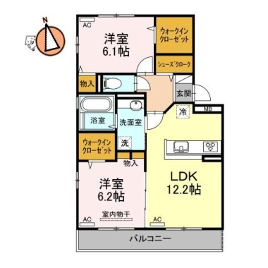 コンフォーティア沖浜II 206の間取り図