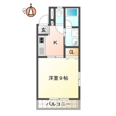 南佐古八番町 マンション 1K 101の間取り図