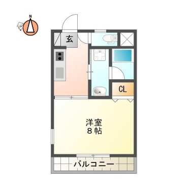 南佐古八番町 マンション 1K 102の間取り図