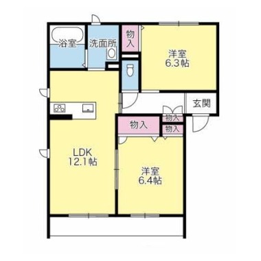 ベレオ西新浜 A棟 101の間取り図