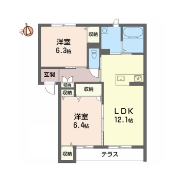 ベレオ西新浜 A棟 102の間取り図