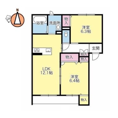 ベレオ西新浜 A棟 103の間取り図