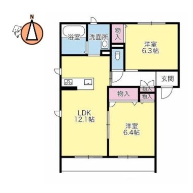 ベレオ西新浜 A棟 201の間取り図