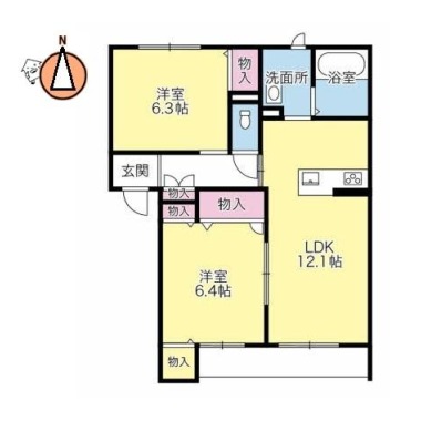 ベレオ西新浜 A棟 302の間取り図